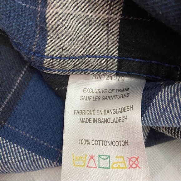 PRIVATE Member Mens plaid 100% cotton button down shirt blue ecru white in small - Picture 9 of 15